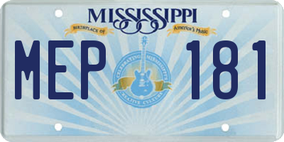 MS license plate MEP181