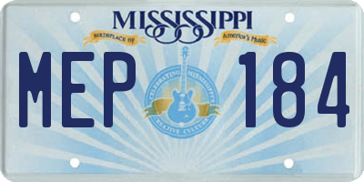 MS license plate MEP184