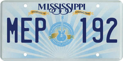 MS license plate MEP192