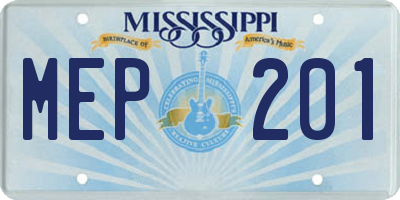 MS license plate MEP201