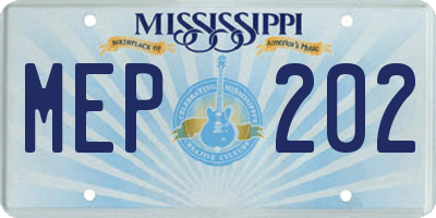 MS license plate MEP202