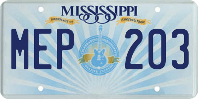 MS license plate MEP203