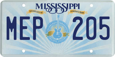MS license plate MEP205