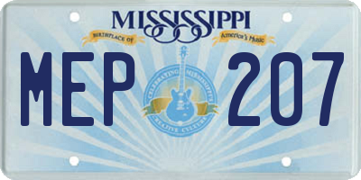 MS license plate MEP207