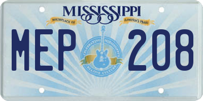 MS license plate MEP208