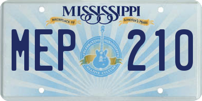 MS license plate MEP210