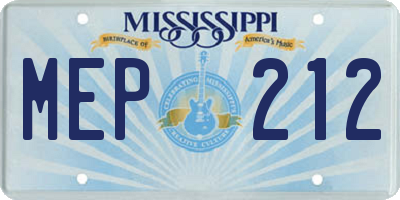 MS license plate MEP212