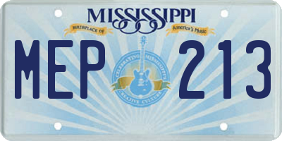 MS license plate MEP213