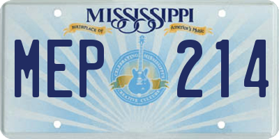 MS license plate MEP214
