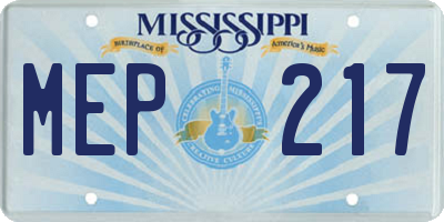 MS license plate MEP217