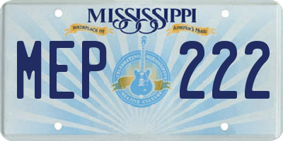 MS license plate MEP222