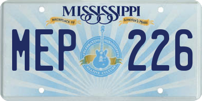 MS license plate MEP226