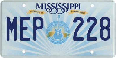 MS license plate MEP228