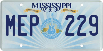 MS license plate MEP229