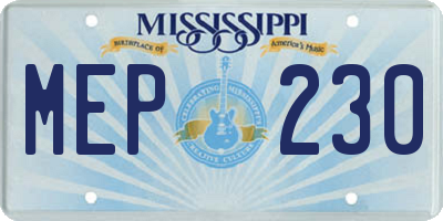 MS license plate MEP230