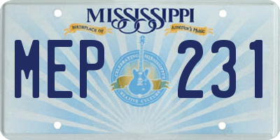MS license plate MEP231