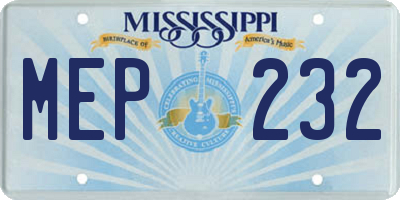 MS license plate MEP232