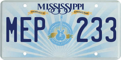 MS license plate MEP233