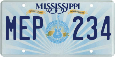 MS license plate MEP234