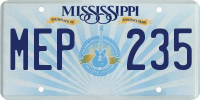 MS license plate MEP235