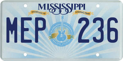 MS license plate MEP236