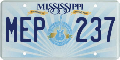 MS license plate MEP237