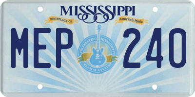 MS license plate MEP240