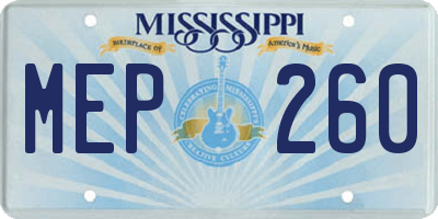 MS license plate MEP260