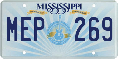 MS license plate MEP269