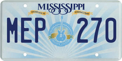 MS license plate MEP270