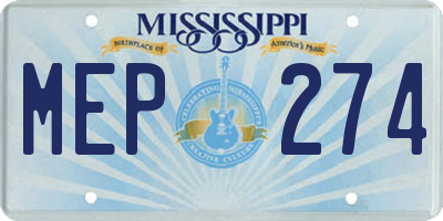 MS license plate MEP274