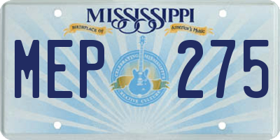 MS license plate MEP275