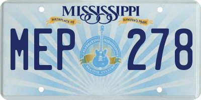 MS license plate MEP278