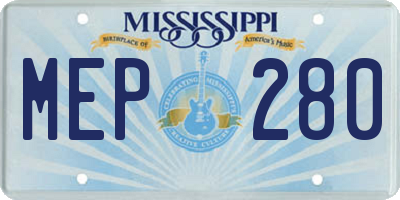 MS license plate MEP280