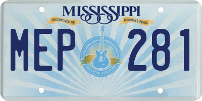 MS license plate MEP281