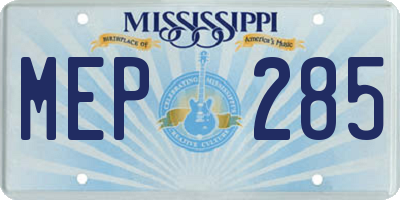 MS license plate MEP285