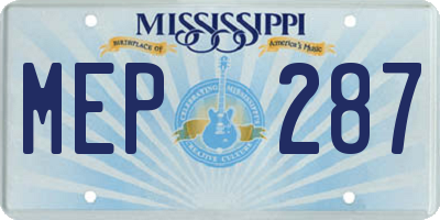 MS license plate MEP287