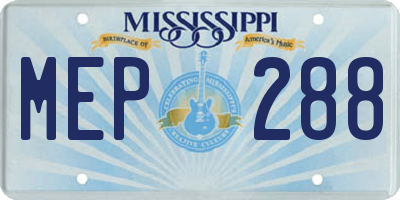 MS license plate MEP288