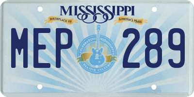 MS license plate MEP289