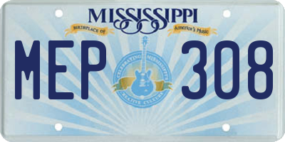 MS license plate MEP308