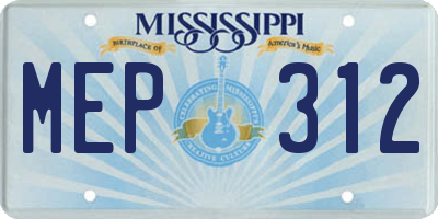 MS license plate MEP312