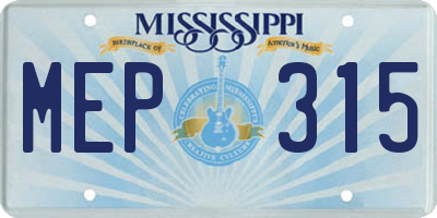 MS license plate MEP315