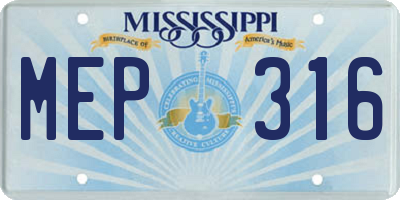 MS license plate MEP316
