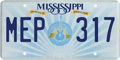 MS license plate MEP317