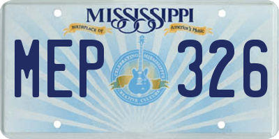 MS license plate MEP326