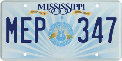 MS license plate MEP347