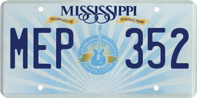 MS license plate MEP352