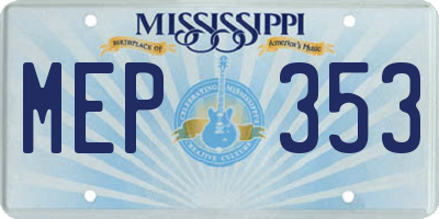 MS license plate MEP353