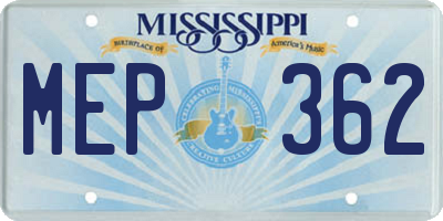 MS license plate MEP362