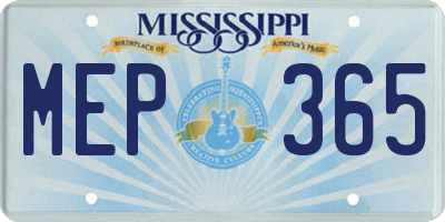 MS license plate MEP365